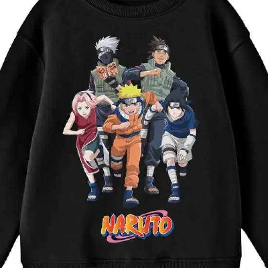 Naruto Classic Character Art and Logo Youth Black Crew Neck Sweatshirt image {1}