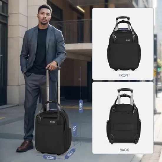 NEW YORK XPRESS XJ-5011 Underseat Soft Carry On Luggage, Rolling Wheels, Lightweight Travel Bag, 16" image {4}