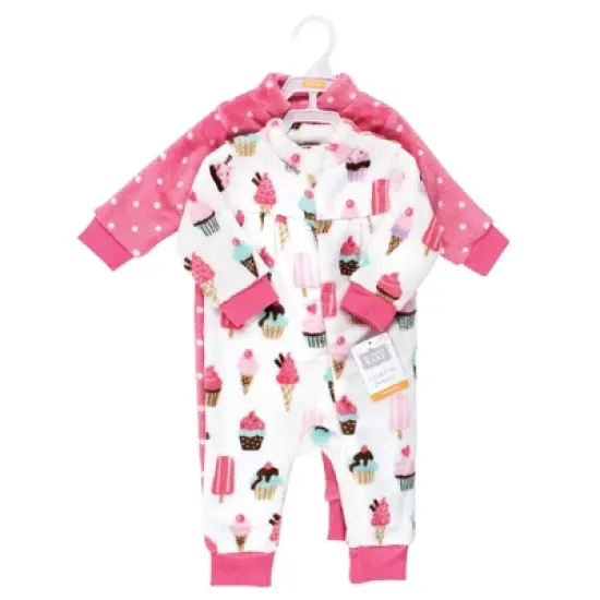 Hudson Baby Infant Girl Plush Jumpsuits, Ice Cream image {1}