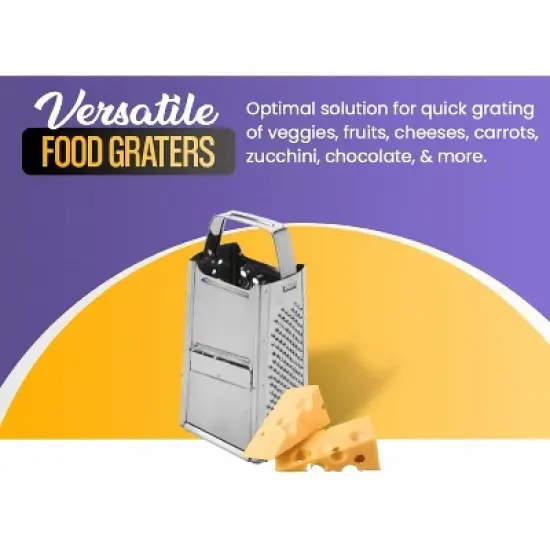 YBM Home Stainless Steel 4-way Grater with Handle (1159) image {2}