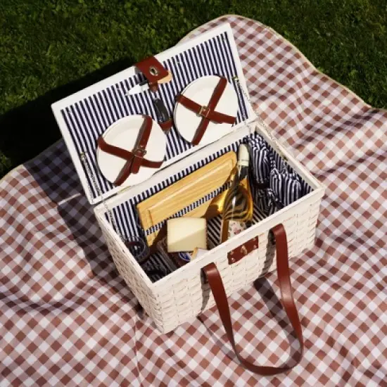 Twine Tahoe Outdoor Picnic Basket with Lid and Handle, Four Person Picnic Basket with Accessories Picnic Equipment 28-Piece Set image {5}