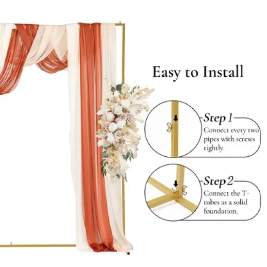 8x8 FT Square Wedding Backdrop Stand, Metal Balloon Arch Stand for Party and Ceremony, Square image {2}