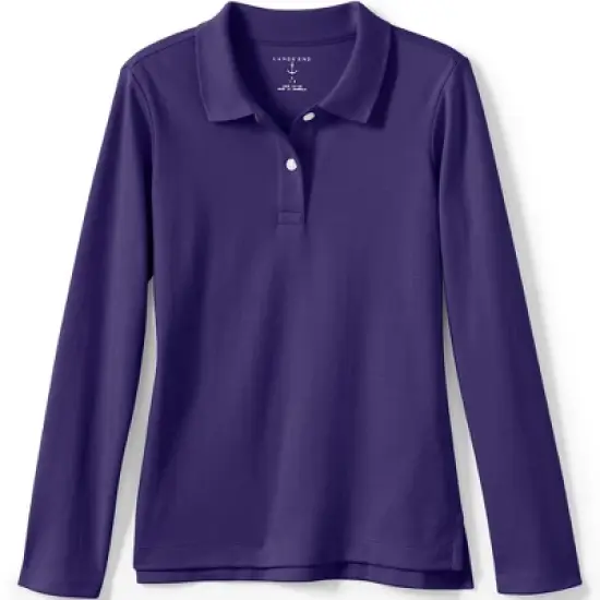 Lands' End School Uniform Girls Long Sleeve Feminine Fit Interlock Polo Shirt image {11}