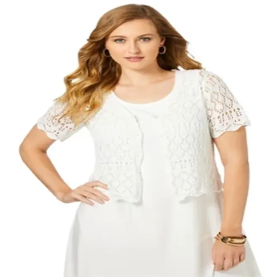 Jessica London Women&rsquo;s Plus Size Crochet Shrug image {3}