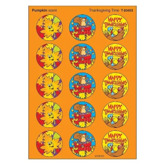Trend Enterprises Trend Thanksgiving Time - Pumpkin Stinky Stickers Large Round 60 ct. (T-83403) image {3}