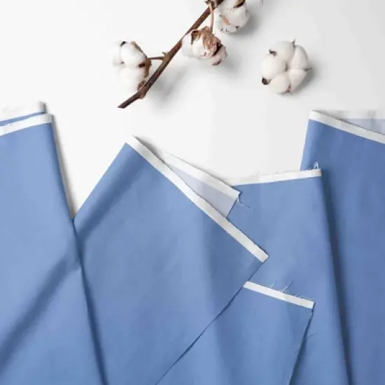  Bacati - 3 Layer Ruffled Crib/Toddler Bed Skirt - White/Blue/Gray image {1}