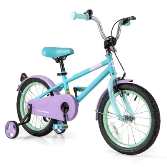 Costway 16" Kids Bike with Adjustable Saddle Handlebar Removable Training Wheels Handbrake Green/Red/Pink/Blue/Black image {11}
