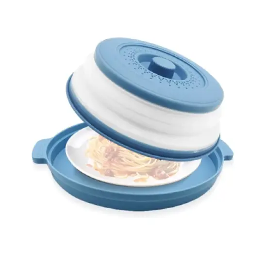 Itopfox Microwave Food Cover with Handle - Collapsible Vented Silicone Splash Guard & Tray for Heating, Doubles as Draining Basket for Washing Fruits image {7}