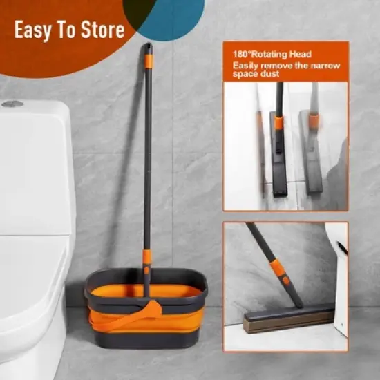 JANSNO Sponge Mop Kit and Collapsible Bucket for Floor Cleaning image {4}