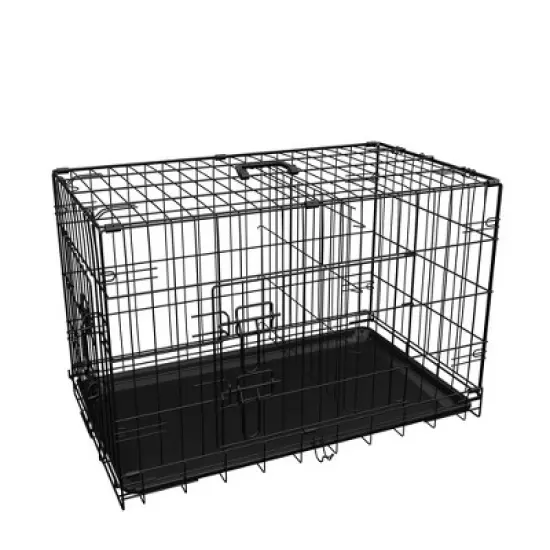 Foldable Metal Dog Enclosure with Divider and Leak-Proof Tray, Dual-Door Wire Cage for Indoor, Outdoor, and Travel Use image {7}