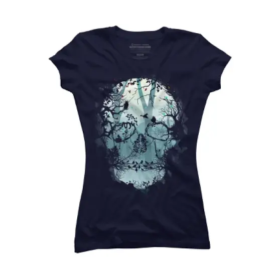 Junior's Design By Humans Dark Forest Skull By sitchko T-Shirt image {4}