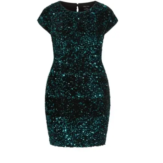 Women's Plus Size Sequin Party Dress - emerald | CITY CHIC image {3}