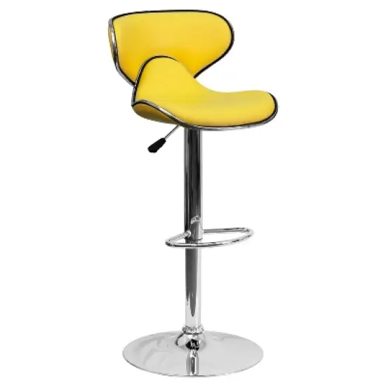 Flash Furniture Contemporary Cozy Mid-Back Vinyl Adjustable Height Barstool with Chrome Base image {10}