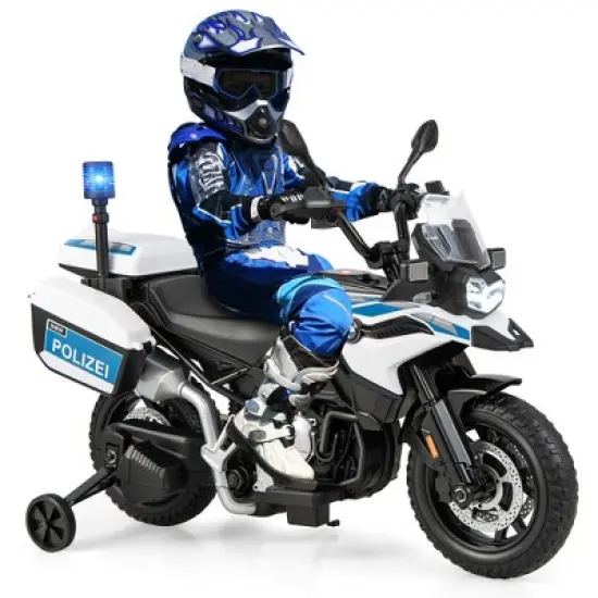 Costway 12V Kids Ride On Licensed BMW  Motorcycle  Dirt Bike with Light & Music White image {9}