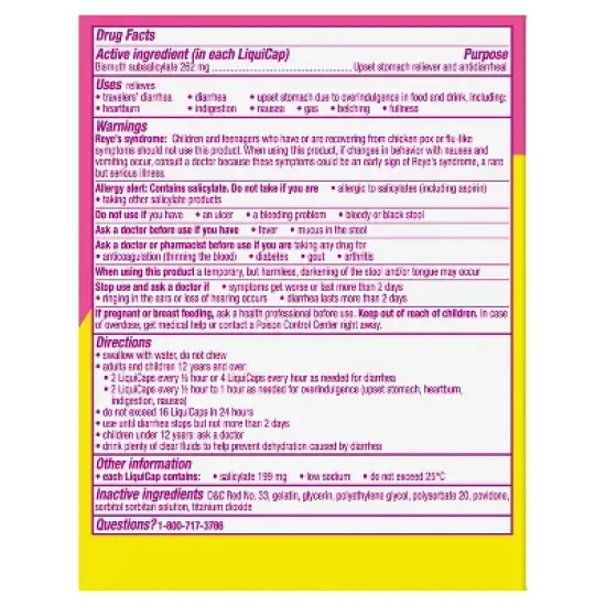 Pepto-Bismol 5 Symptom Stomach Relief - Liquicaps image {1}