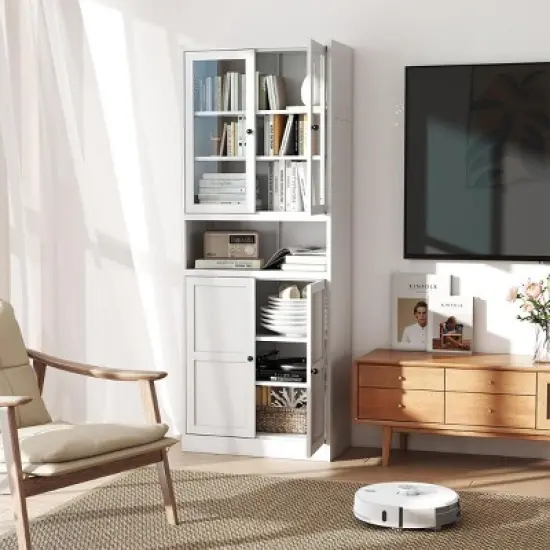 Metal Kitchen Pantry Cabinet 72" Storage with Adjustable Shelves Stainless Steel Frame Freestanding Cabinet for Kitchen Bathroom-Tanpinhause image {3}