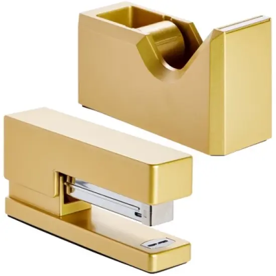Paper Junkie 2 Piece Matte Gold Stapler and Tape Dispenser Set for Home Office Decor, Classroom Supplies, Desk Accessories for Dorm Room, Students image {8}