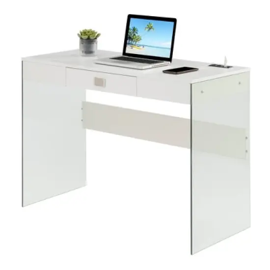 42" SoHo Glass Desk with Charging Station - Breighton Home image {2}
