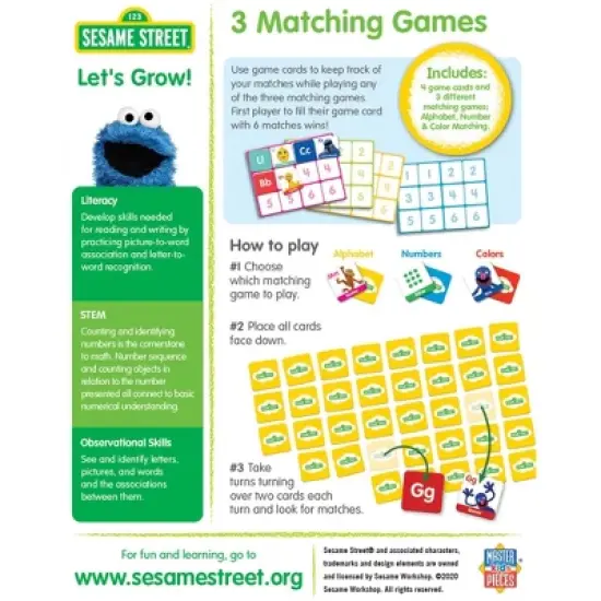 MasterPieces Kids Games - Sesame Street - 3 Fun Ways To Play Matching Game Set image {2}