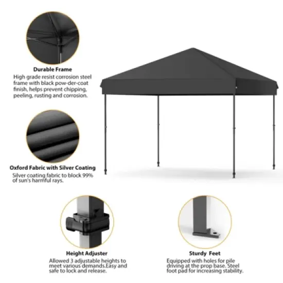 10X10FT Pop Up Canopy - Commercial Instant Shelter, Adjustable Heights, with Wheeled Bag, Portable Gazebo for Patio, Deck, Garden, Beach image {4}