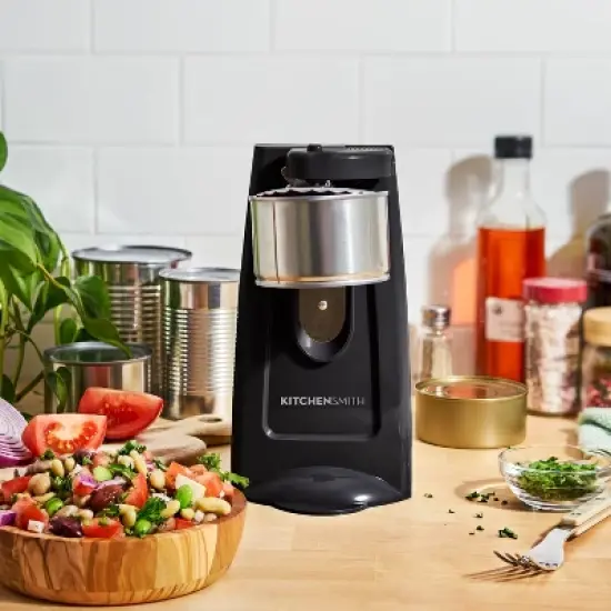 KitchenSmith Electric Can Opener Black: Freestanding, Metal & Plastic, 2-Year Warranty, Spot Clean, 9.05" Width image {2}