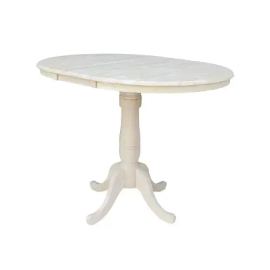 36" Round Extendable Table with 12" Drop Leaf Unfinished - International Concepts image {3}