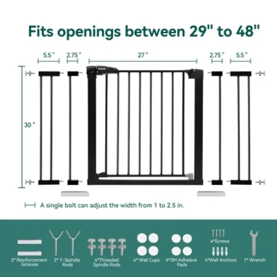 Babelio PressGuard P7 Baby and Pet Gate, Expandable Pressure Mounted No Drill Safety Gate for Stairs and Doorways image {7}