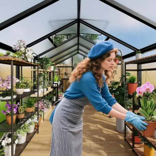 GustoWave 8&times;10 ft Large Walk-In Polycarbonate Greenhouse，for Outside Garden Backyard, Patio, Lawn image {7}