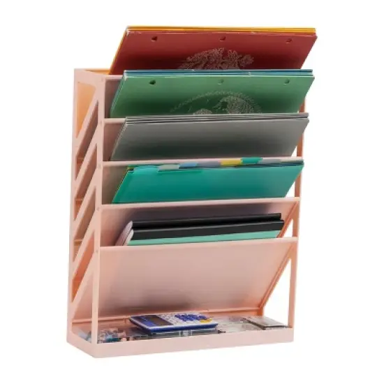 Mind Reader 5-Tier Vertical File Storage Plastic Pink image {7}