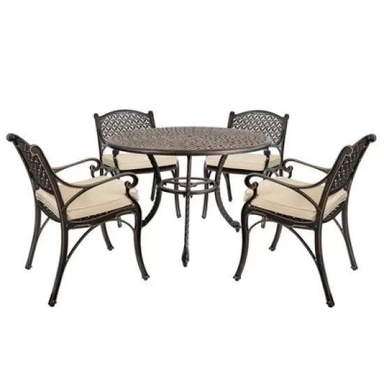 Kinger Home 5-Piece Outdoor Patio Dining Set for 4, Cast Aluminum Patio Furniture Table And Chairs with Cushions image {1}