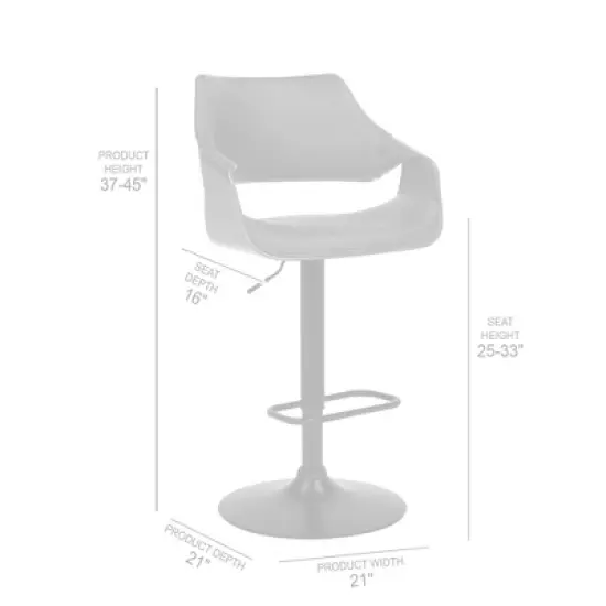 Aspen Adjustable Faux Leather Metal Swivel Barstool Gray/Black - Armen Living image {9}