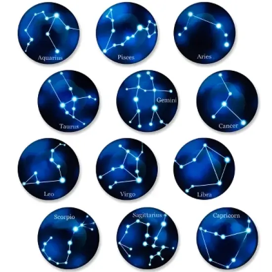 Wrapables Crystal Glass Magnets, Refrigerator Magnets for Office Whiteboards, Cabinets, Lockers (Set of 12), Constellations image {7}