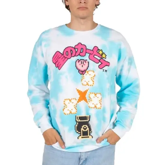 Kirby Pixel Art Front and Back Puff Logo on Splatter Wash Sweatshirt image {4}