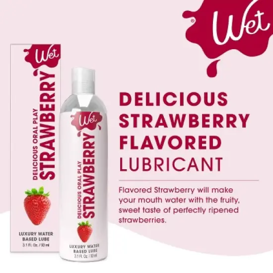 Wet Flavored Strawberry Lube - 3.1oz image {2}