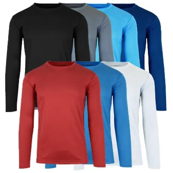 Galaxy By Harvic Men's Long Sleeve Moisture-Wicking Performance Crew Neck Tee -  3 Pack image {1}