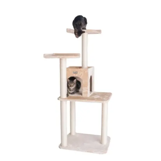 GleePet GP78571 57-Inch Real Wood Cat Tree With Two-Door House Condo image {8}
