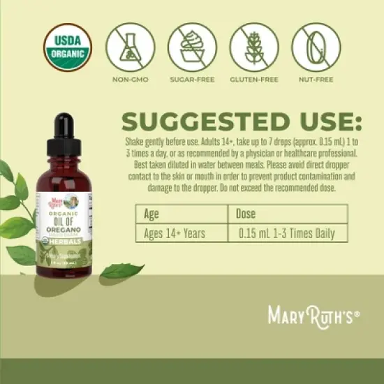 MaryRuth's Oil of Oregano Drops, Org, 1 oz image {2}