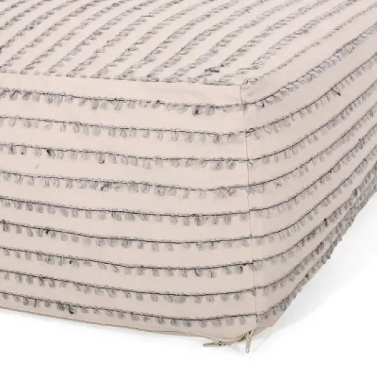 Gaddie Boho Rectangular Bean Bag Ottoman White/Gray/Black - Christopher Knight Home image {4}