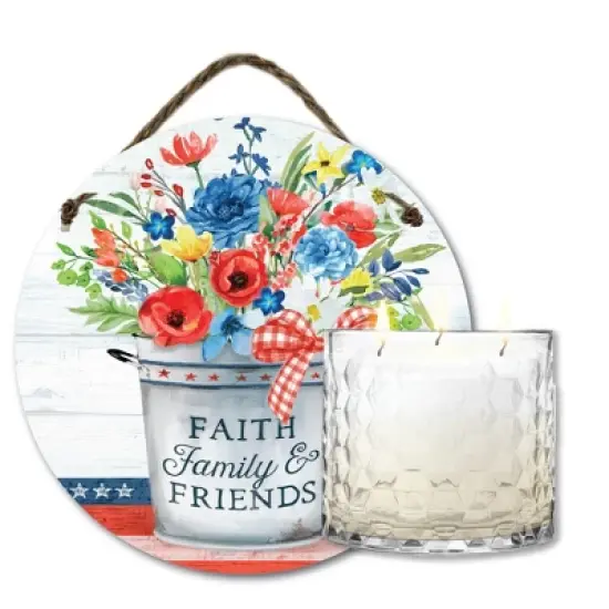 Courtside Market 13.5 oz 3 Wick Citronella Candle & Patriotic Flowers I 10x10 Hanging Artboard Set image {4}