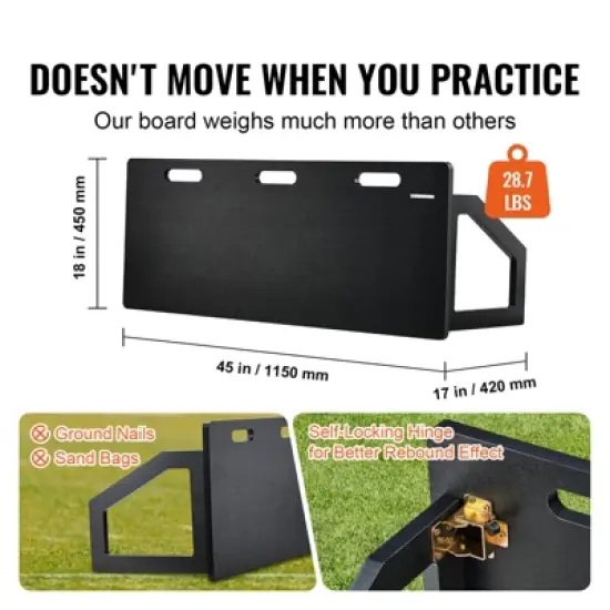 VEVOR Soccer Rebounder Board, 45"X18" Portable Soccer Wall with 2 Angles Rebound, Foldable HDPE Kickback Rebound Board, Soccer Training Equipment image {2}