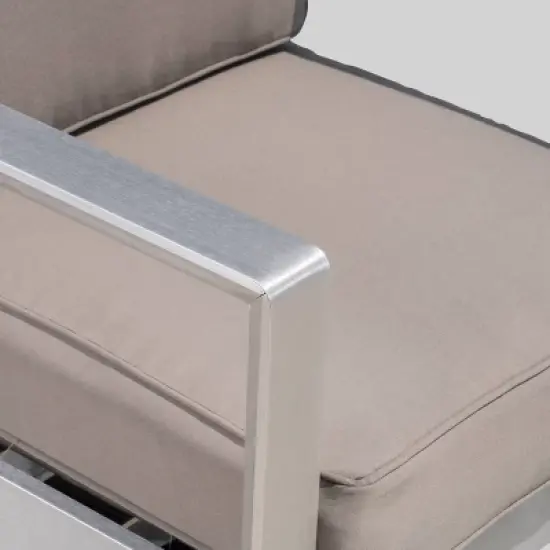 Aviara 2pc Aluminum Patio Loveseat & Coffee Table Set - Khaki - Christopher Knight Home image {3}