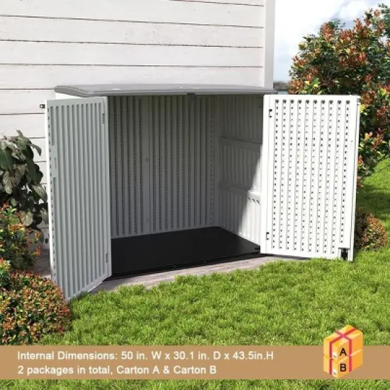 4.43 ft. W x 2.85 ft. D Durable Resin Storage Shed, Weather-Resistant Outdoor Storage Cabinet for Home, Patio and Garage image {6}