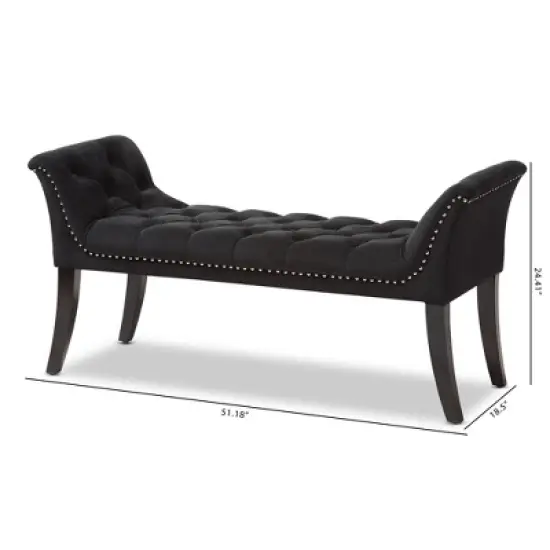 Chandelle Luxe and Contemporary Velvet Upholstered Bench Black - Baxton Studio image {8}