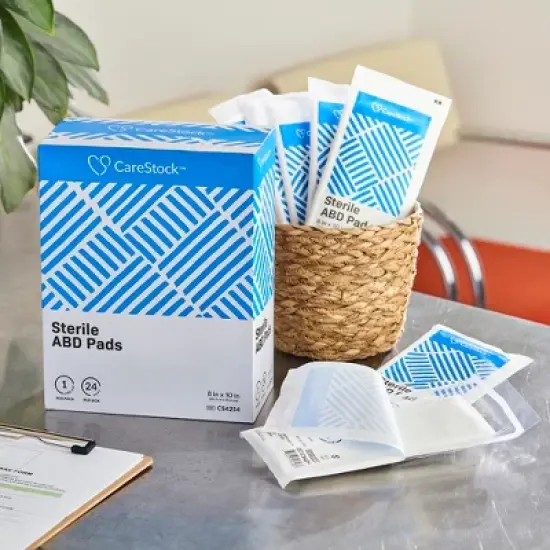 CareStock Abdominal Pad, 8 x 10 in. - Nonwoven Cellulose ABD Pads - Individually Packed, Sterile image {4}