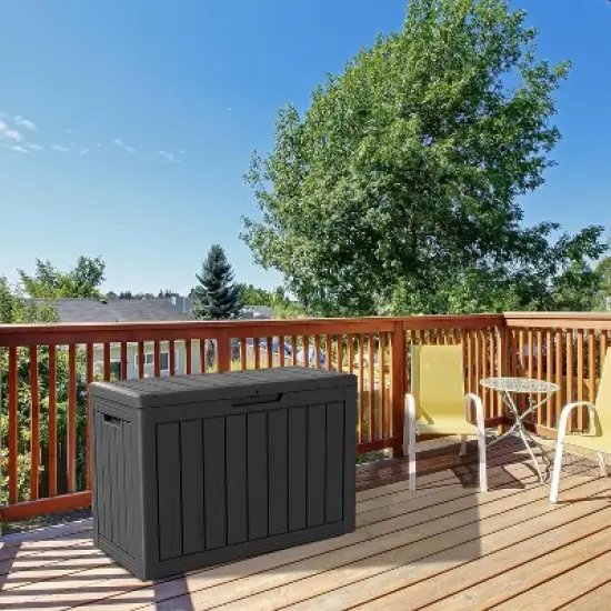 BI&SEA 45 Gallon lockable storage box, waterproof and UV resistant for outdoor mat storage, garden tools and swimming pool accessories storage image {3}