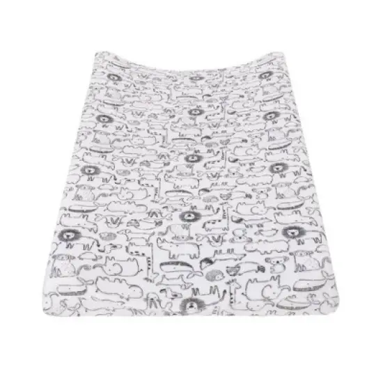 Carter's Safari Animals Super Soft Changing Pad Cover - Black and White image {1}