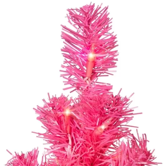 Northlight Pre-Lit Tinsel Artificial Christmas Tree - 3' - Pink - Clear Lights image {4}