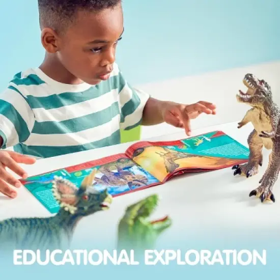 Joyfy Big Dinosaur Toys for Toddlers, Realistic Jurassic World Toys, 6Pcs Dinosaur Action Figures with an Educational Book, Gift for Kids Ages 1-5 image {2}