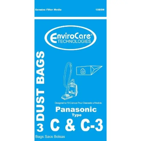 Panasonic Type C & C-3 Canisters Vacuum Cleaner Dust Bags 3 pack image {2}