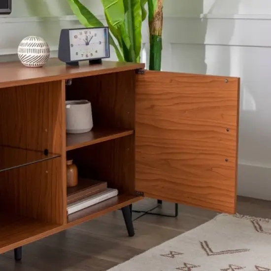 2 Door Mid-Century Modern Wood Storage TV Stand for TVs up to 65" - Saracina Home image {5}